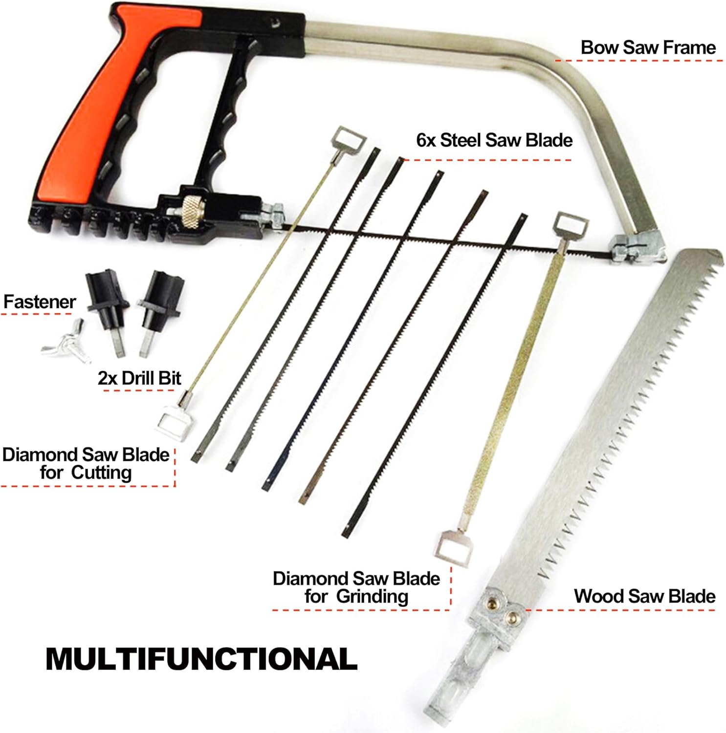 12pcs Multifunctional Coping Saw Set, 10” Hack Saws, Portable Handsaw, Steel/Diamond Saw Blades for Small DIY Woodworking Crafts Metal Ceramic Tile Plastic PVC Cutting Grinding