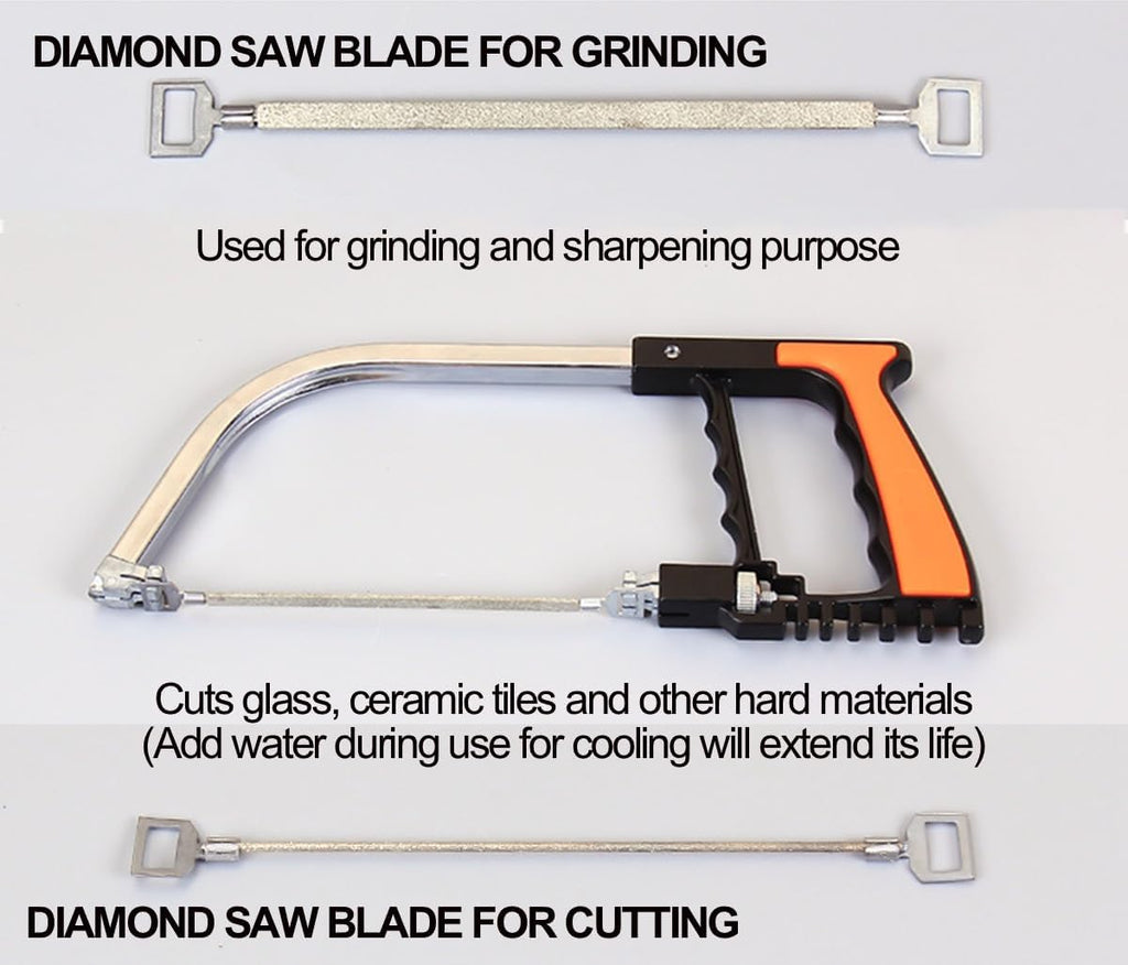 12pcs Multifunctional Coping Saw Set, 10” Hack Saws, Portable Handsaw, Steel/Diamond Saw Blades for Small DIY Woodworking Crafts Metal Ceramic Tile Plastic PVC Cutting Grinding