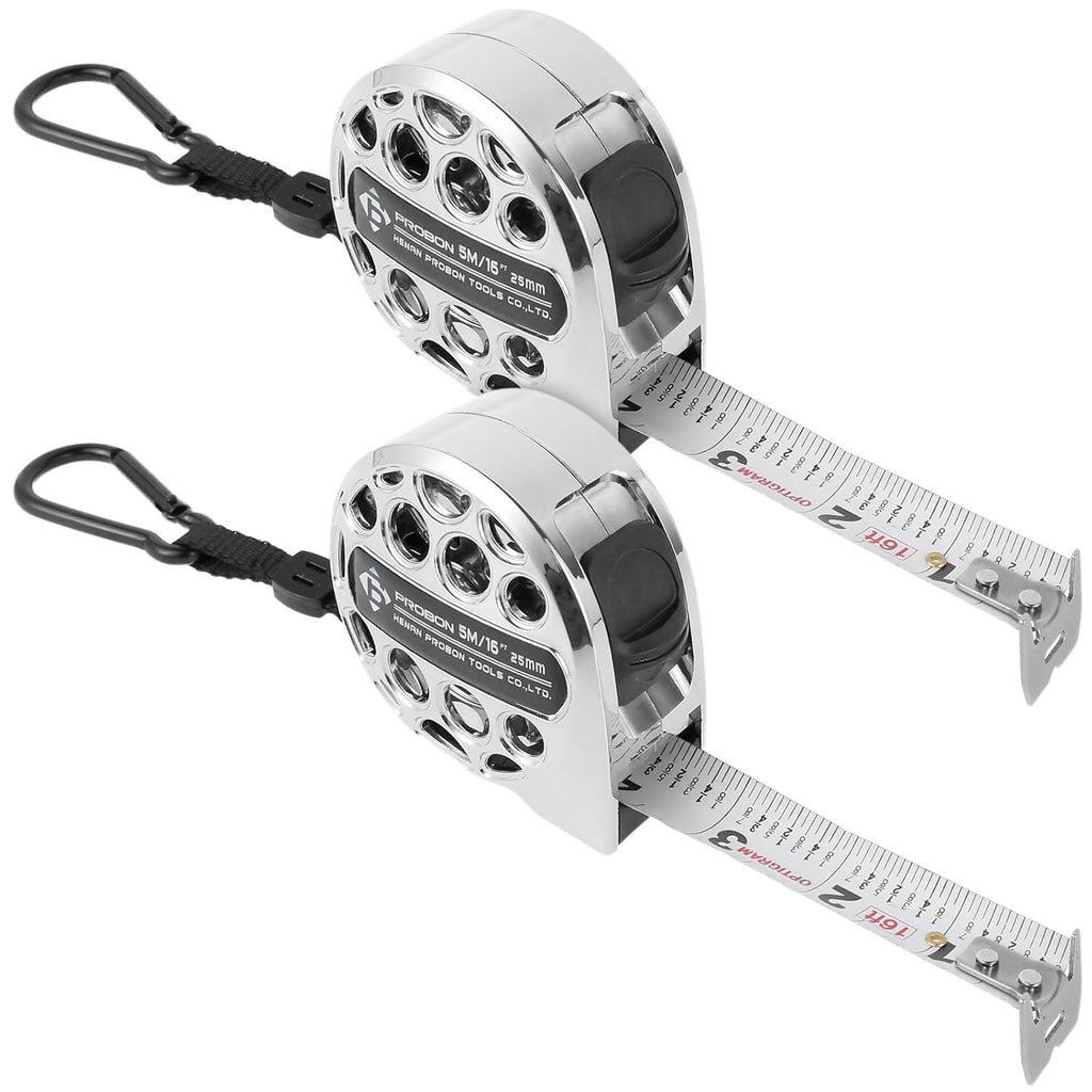 2 PCS Retractable Tape, 5M/16Ft Stainless Steel Measuring Tape, Self-Lock Double-Sided Scale Retractable Metric Ruler, Non-Fall Wear-Resistant Hollow Design Tape Measure for Household Industrial