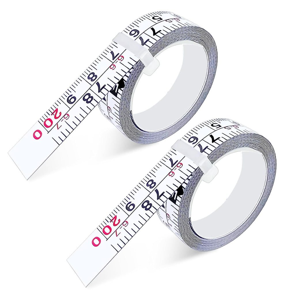 2 Pack Self-Adhesive Measuring Tape, 78 Inch/200cm Steel Peel & Stick Tape Measure, Imperial & Metric Scales, Left-Right Reading Ruler for Workbench, Woodworking, Table Saw, Drafting Table, White
