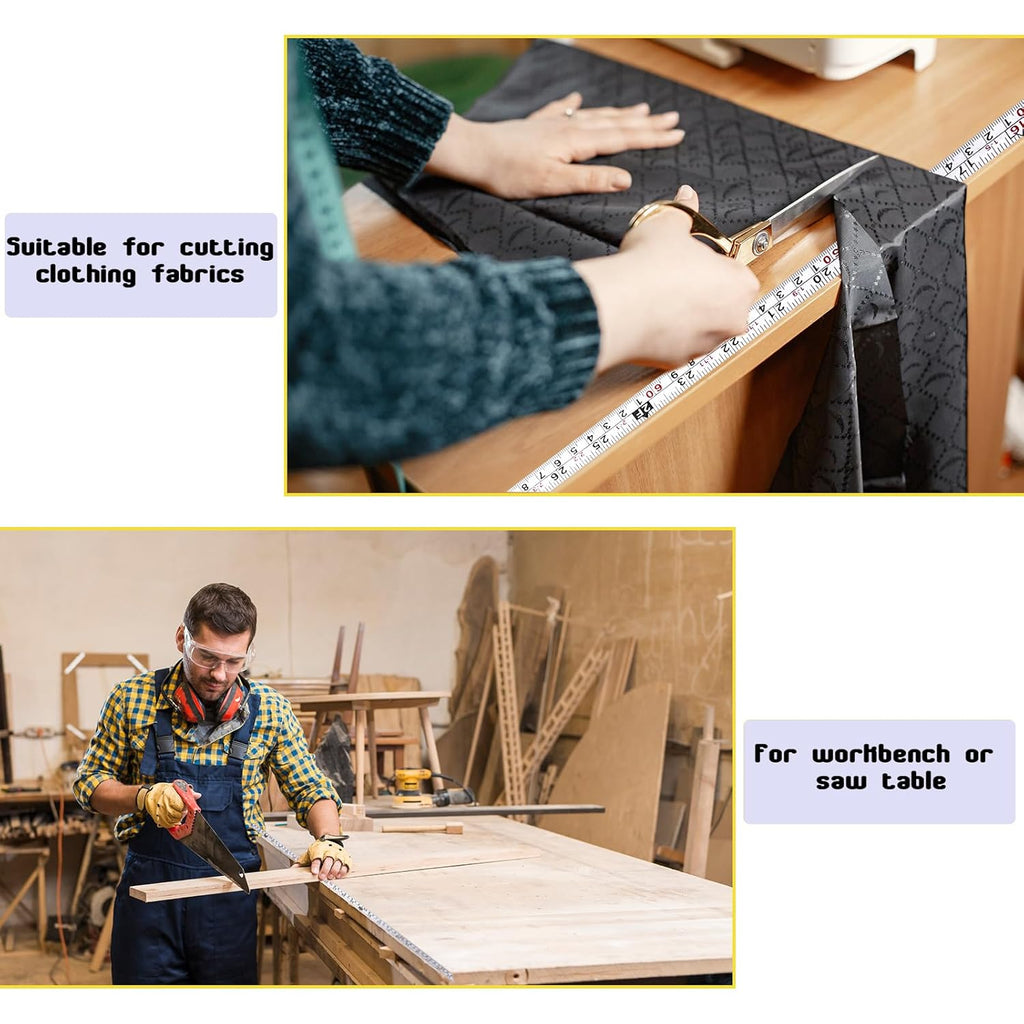 2 Pack Self-Adhesive Measuring Tape, 78 Inch/200cm Steel Peel & Stick Tape Measure, Imperial & Metric Scales, Left-Right Reading Ruler for Workbench, Woodworking, Table Saw, Drafting Table, White