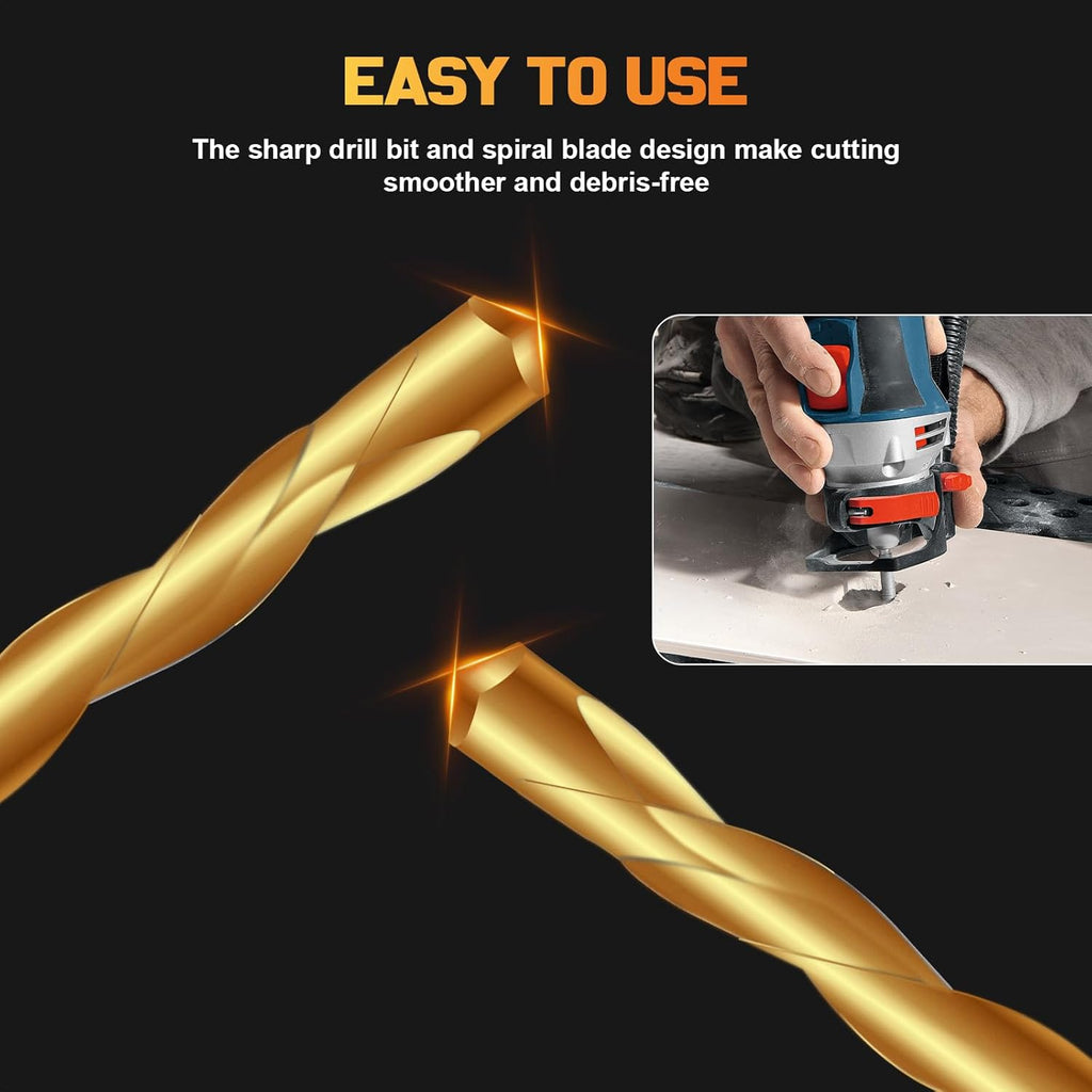 50 PCS Drywall Cutting Bit,1/8 Inch Hss Drywall Router Bits,Guide Point Cutting Bits for Use with Spiral Saws and Power Tools,Drywall Cutting Tool for Door and Window Openings in Drywall(Rose Gold)