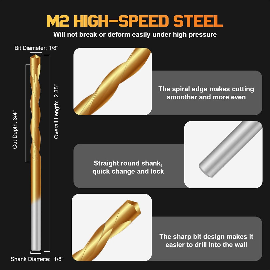 50 PCS Drywall Cutting Bit,1/8 Inch Hss Drywall Router Bits,Guide Point Cutting Bits for Use with Spiral Saws and Power Tools,Drywall Cutting Tool for Door and Window Openings in Drywall(Rose Gold)