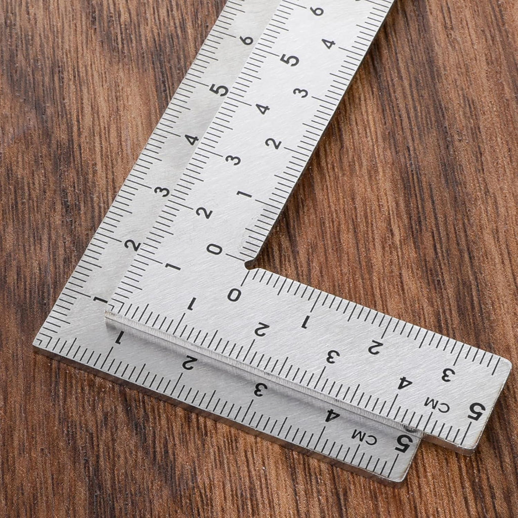 2pcs Stainless Steel L Shaped Ruler 90 Degree Right Angle Double Sided Ruler Sliver Metal Square Right Angle Rulers with Clear Scale Square Framing Measuring Tool for Engineer 2 inch by 4 inch