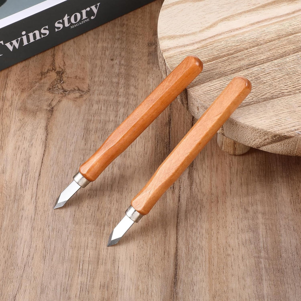 2 Pack Marking Knife Woodworking Marking Knife with High Carbon Steel Blade, Woodworking Scribing Knifes Thin Blade Dual Double Bevel Striking Cutter Premium Tool Quality Wood Scribe Tool