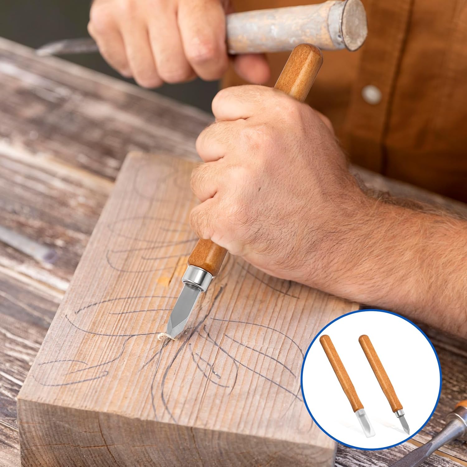 2 Pack Marking Knife Woodworking Marking Knife with High Carbon Steel Blade, Woodworking Scribing Knifes Thin Blade Dual Double Bevel Striking Cutter Premium Tool Quality Wood Scribe Tool