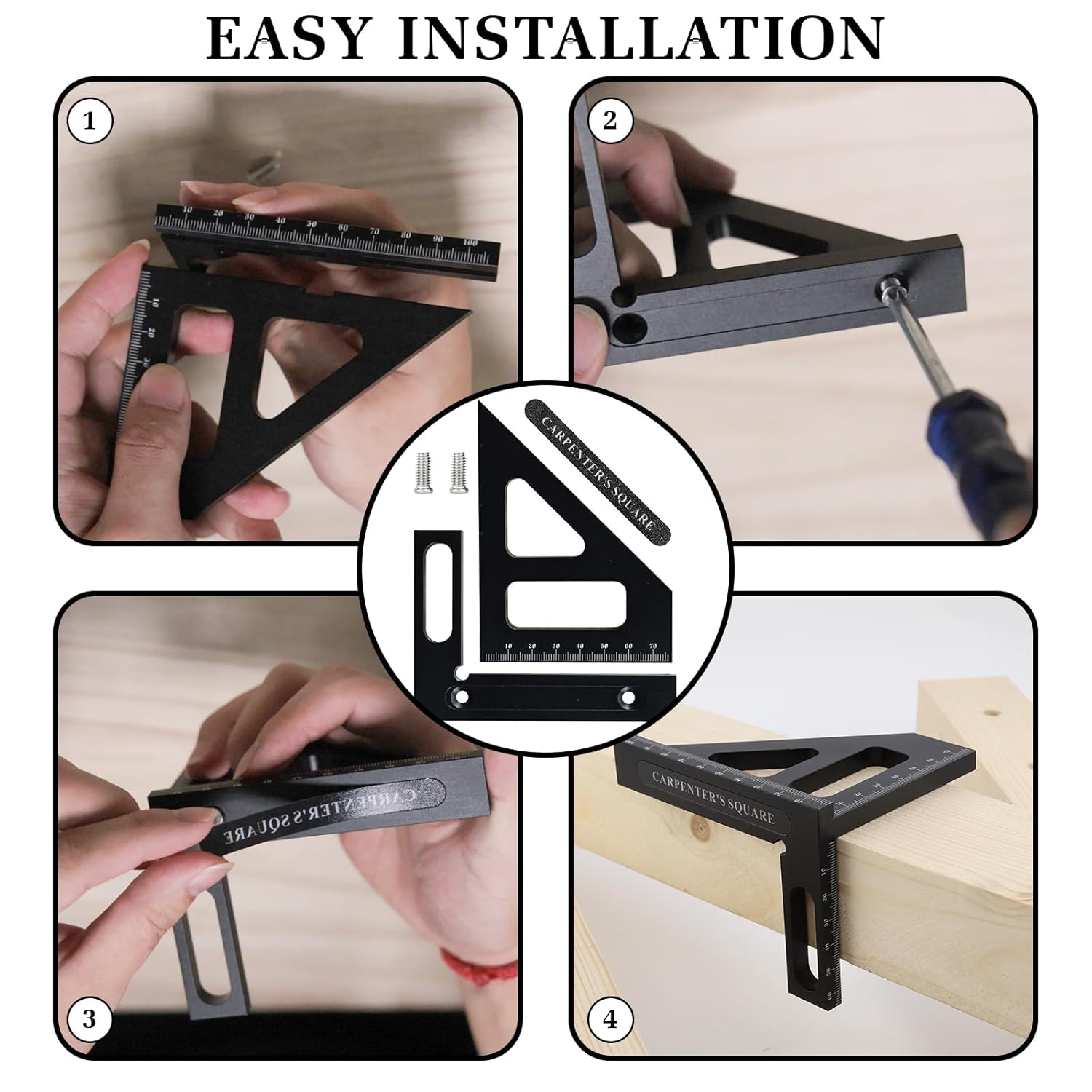 3D Multi-Angle Measuring Ruler 45/90 Degree,Carpenter Square, High-Precision Aluminum Alloy Woodworking Protractor,Drawing Line & Miter Triangle Ruler for Engineers, Carpenters, Craftsmen