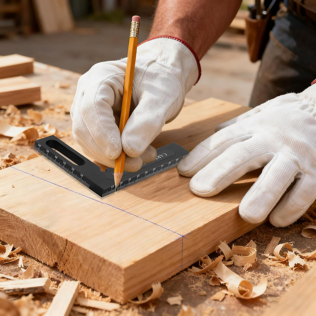 3D Multi-Angle Measuring Ruler 45/90 Degree,Carpenter Square, High-Precision Aluminum Alloy Woodworking Protractor,Drawing Line & Miter Triangle Ruler for Engineers, Carpenters, Craftsmen