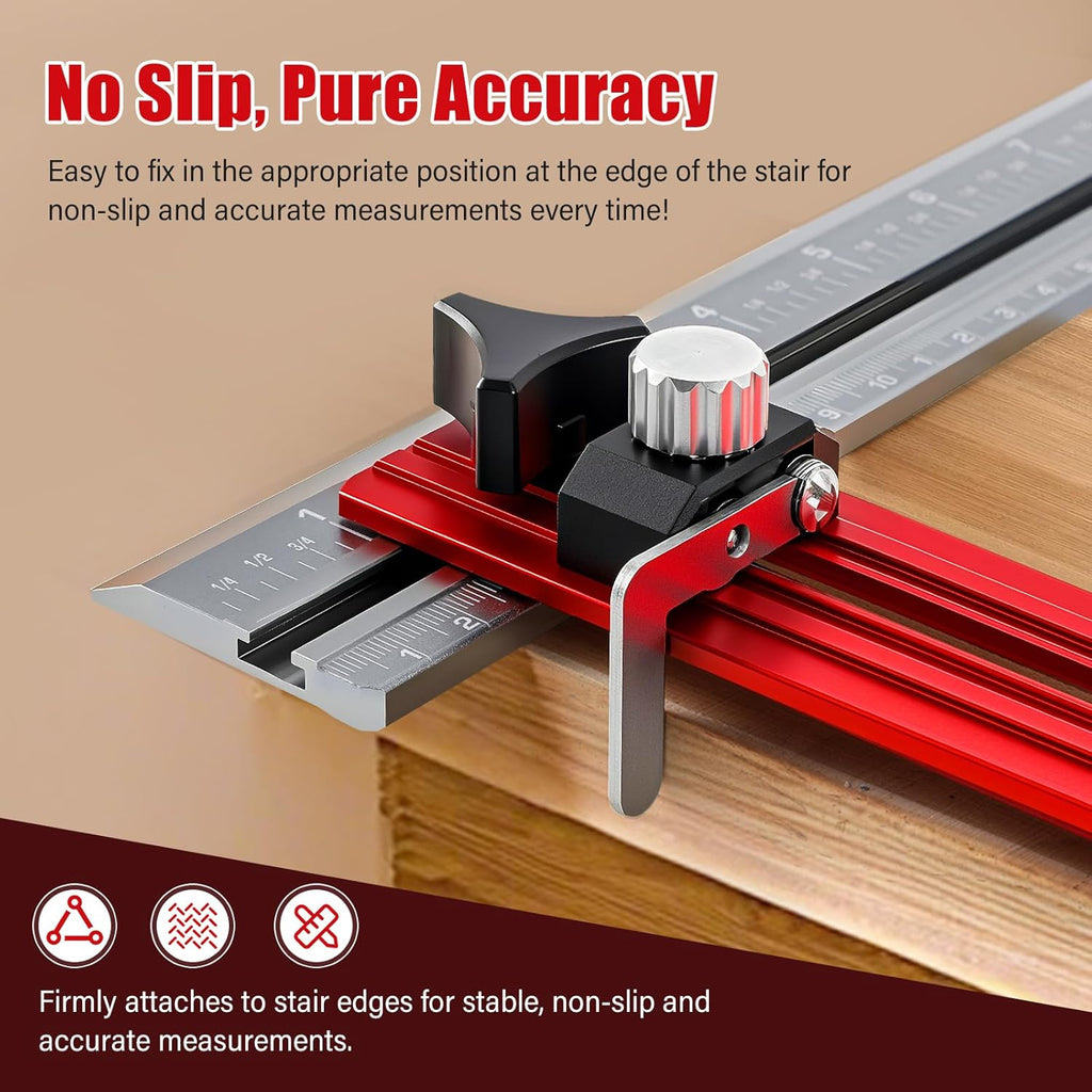 Stair Tread Template Tool, 9-67" Adjustable Length Stair Tread Gauge Measuring Tool jig with Edge-Fixed Knob